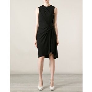 Alexander Wang Sleeveless Draped Black Jersey Dress #D2618